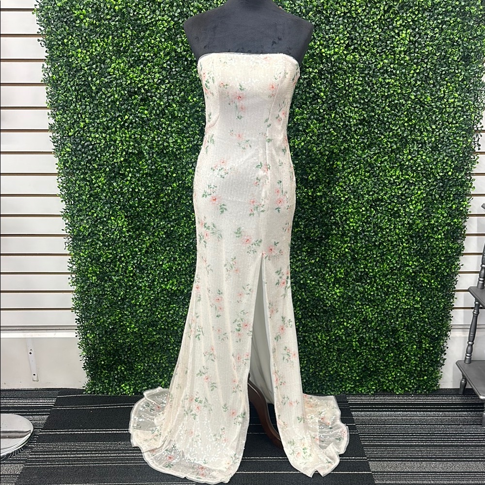 Floral Strapless Evening Gown